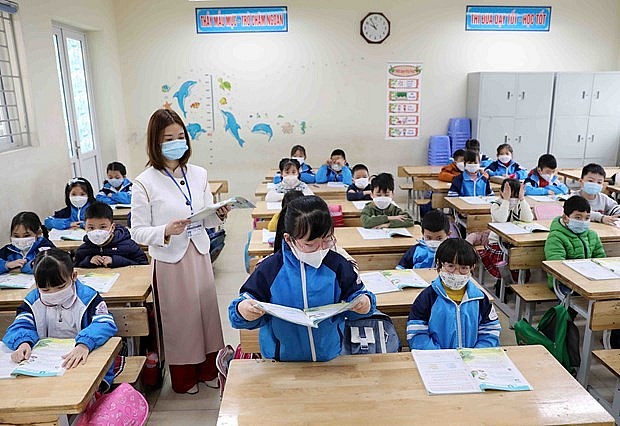 A class of the Trung Thanh Primary School in Hanoi's suburban district of Gia Lam. Photo: VNA
