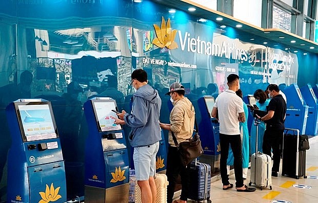 Vietnam Airlines' online check-in counters. Photo: VNA