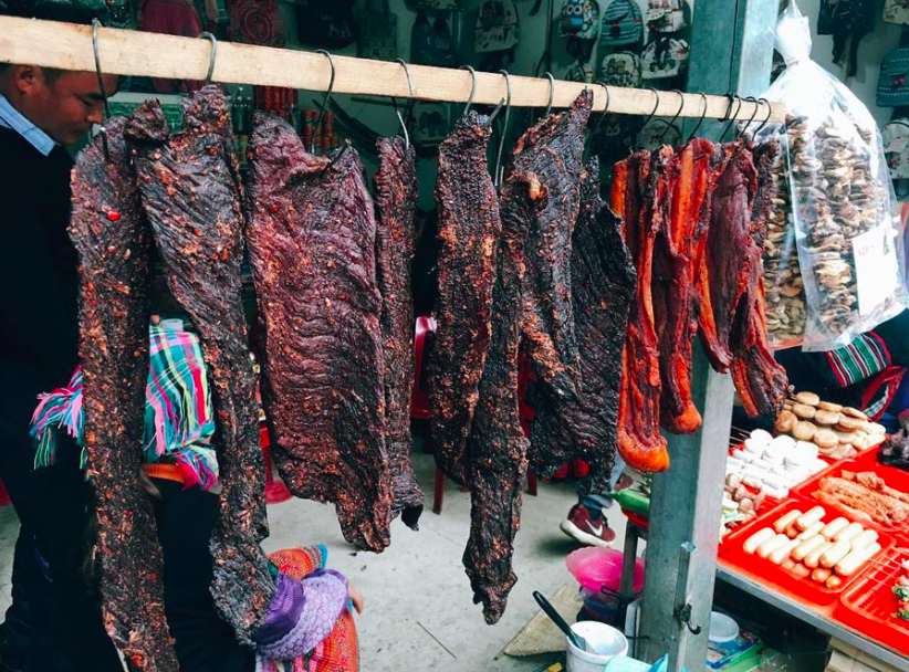 Smoked buffalo meat is a special dish of the minority groups. Photo: lyanh