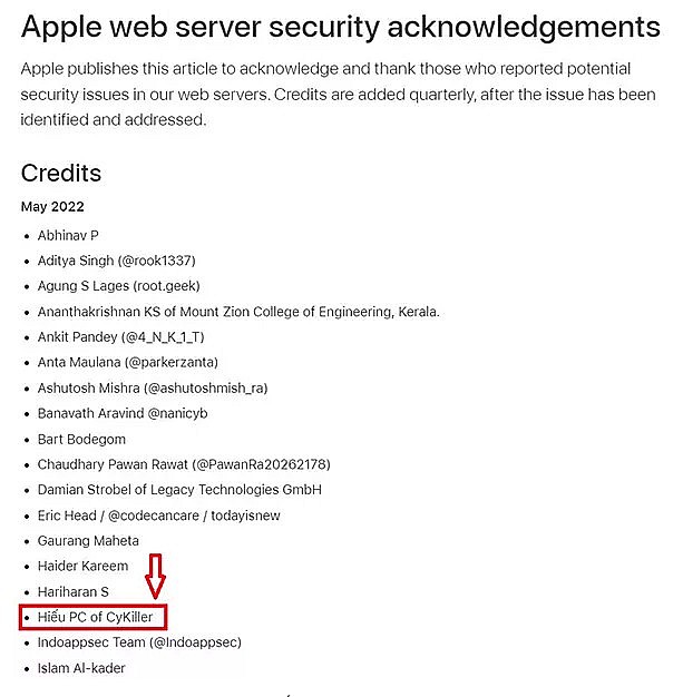 Vietnamese Hacker Ngo Minh Hieu Honored by Apple