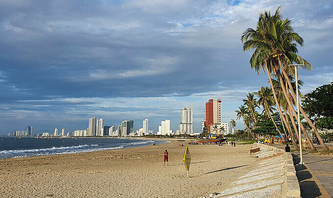 An empty beach in Da Nang on July 9, 2021. Photo: VnExpress