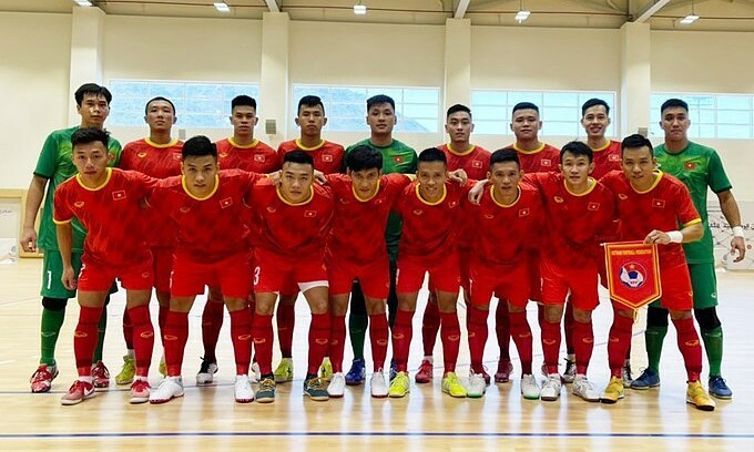 The Vietnam national futsal team that played Iraq in a friendly on May 17, 2021. Photo: Vietnam Football Federation