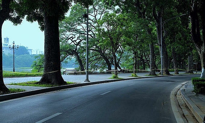 The area near the Sword Lake of Hanoi's Hoan Kiem District on the morning of September 2, 2021. Photo: VnExpress