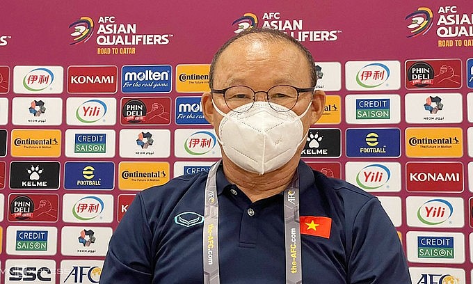 Coach Park Hang-seo in a press conference ahead of Vietnam and Saudi Arabia's World Cup qualifier, September 1, 2021. Photo: VnExpress