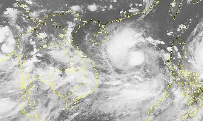 Satellite image of storm Conson on the South China Sea, September 9, 2021. Photo: National Center for Hydro-meteorological Forecasting