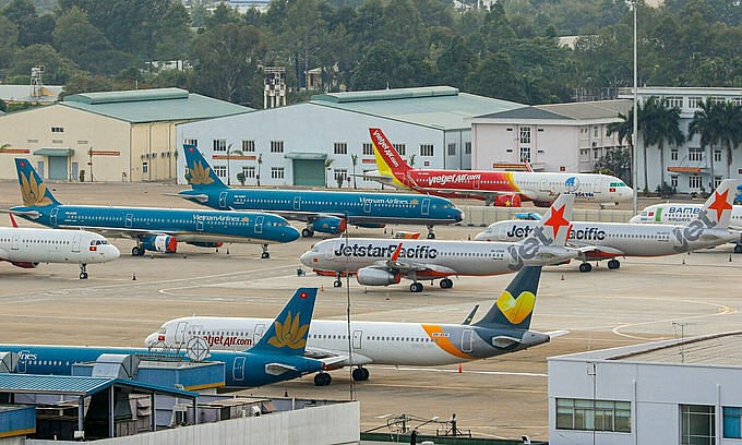 Aircraft at Tan Son Nhat Airport in HCMC in April 2020. Photo: VnExpress