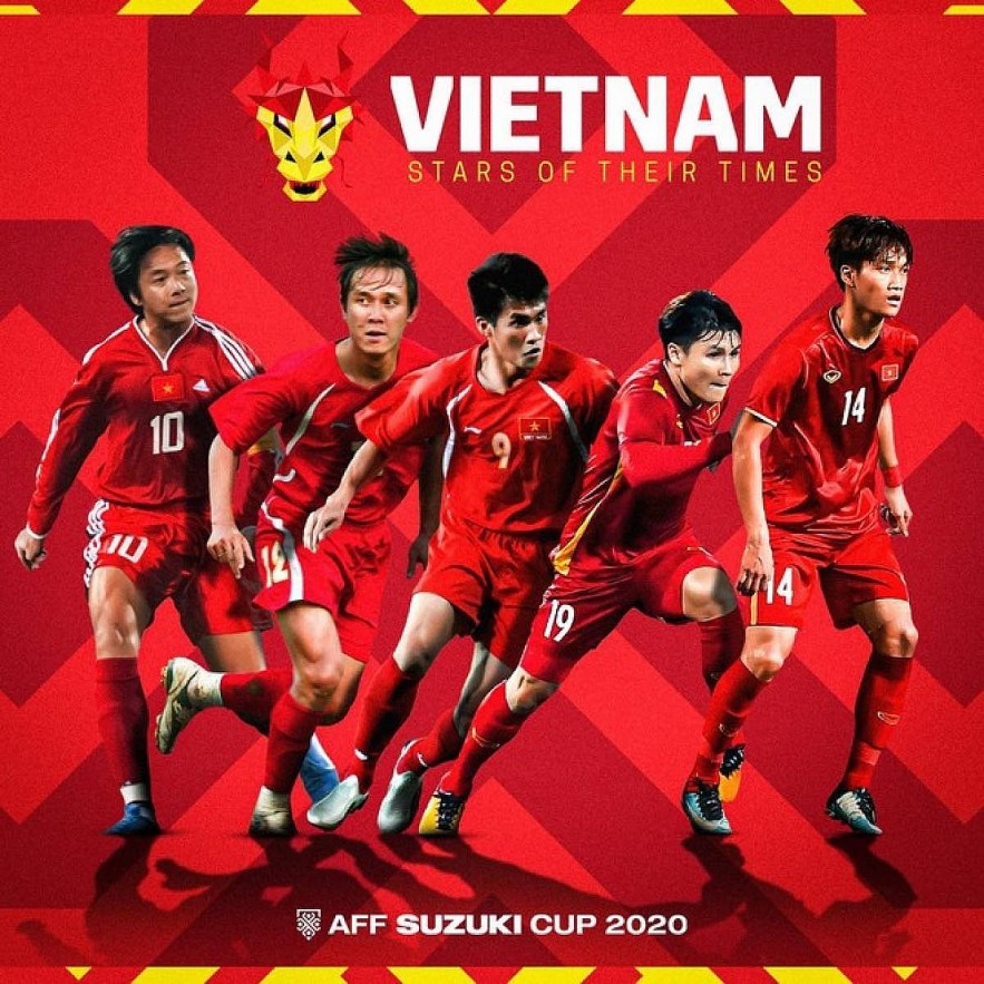 AFF reveals a poster featuring outstanding Vietnamese footballers from the past 20 years. Photo: VOV