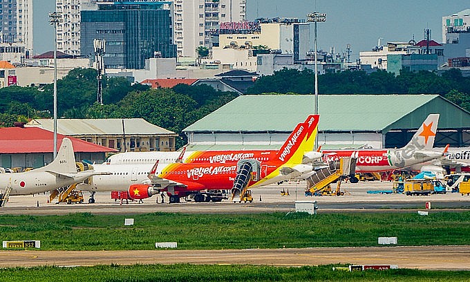 Aircraft at Tan Son Nhat Airport in Ho Chi Minh City, June 14, 2020. Photo: VnExpress