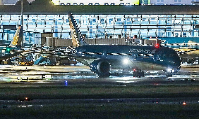 The HCMC-San Francisco flight takes off from Tan Son Nhat Airport on November 28, 2021. Photo: Vietnam Airlines
