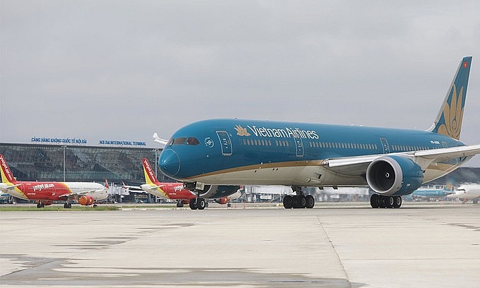 A Vietnam Airlines aircraft seen at Noi Bai International Airport in Hanoi. Photo: VnExpress