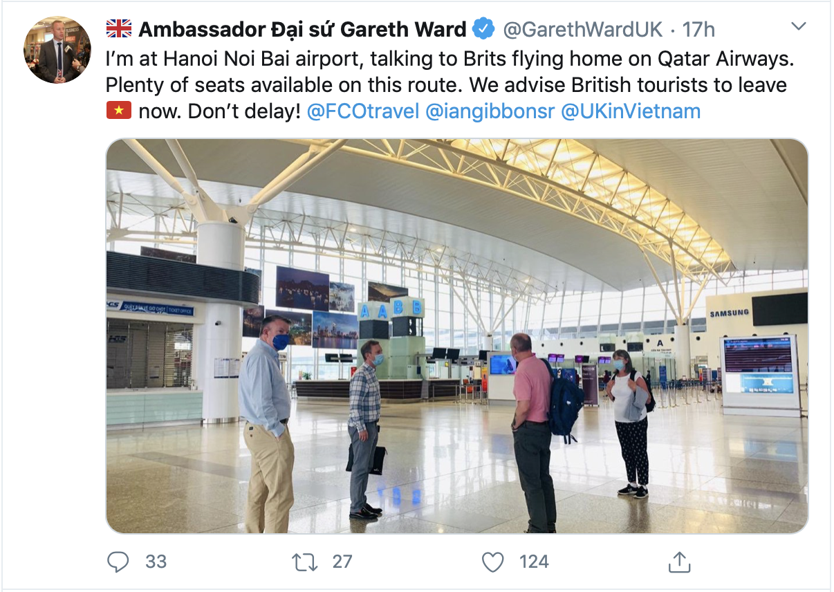 british ambassador clarifies his tweet advising brit citizens to leave vietnam now