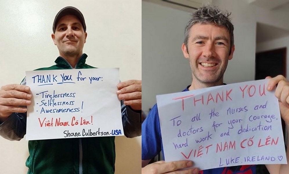 foreigners send thanks to vietnam covid 19 front line via touching photos