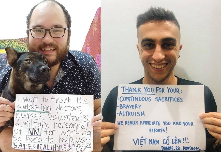 foreigners send thanks to vietnam covid 19 front line via touching photos