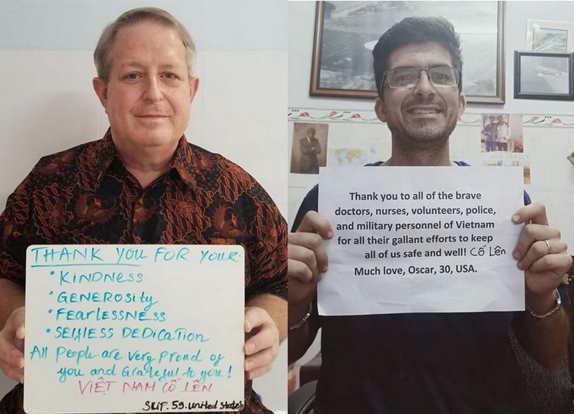 foreigners send thanks to vietnam covid 19 front line via touching photos