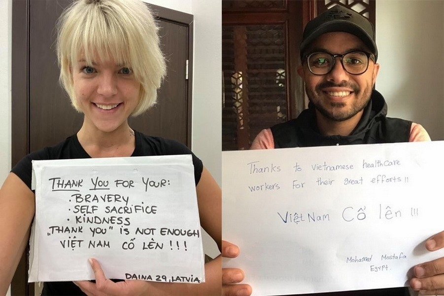 foreigners send thanks to vietnam covid 19 front line via touching photos