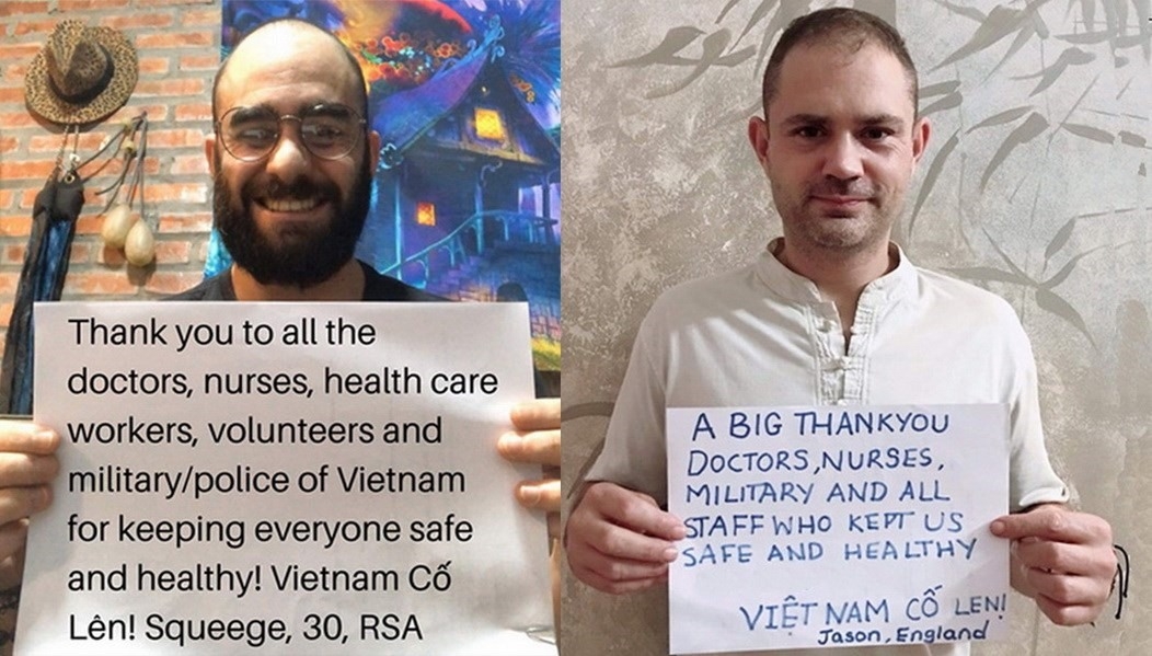 foreigners send thanks to vietnam covid 19 front line via touching photos