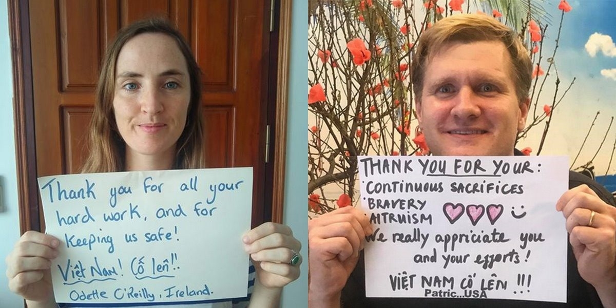 foreigners send thanks to vietnam covid 19 front line via touching photos