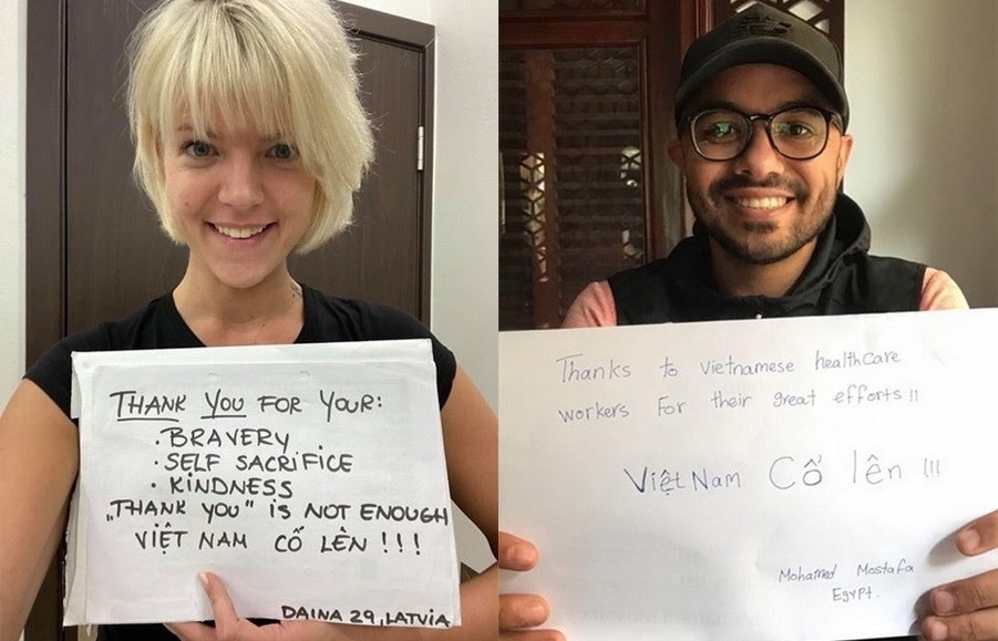 foreigners send thanks to vietnam covid 19 front line via touching photos