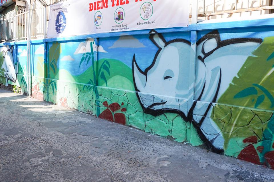 Graffiti calls for an end to rhino horn use in Vietnam