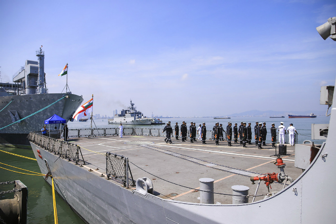 The aircraft landing space on the INS Kamorta.