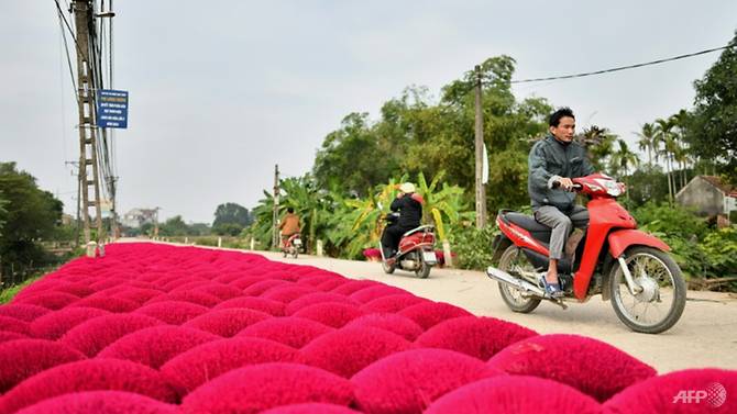 Vietnam's 'incense village' blazes pink ahead of lunar new year