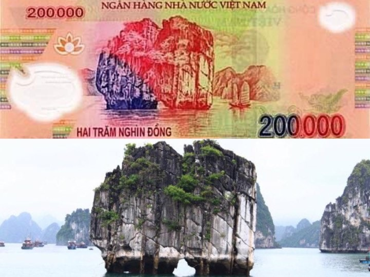 Famous Vietnamese attractions described on bank notes