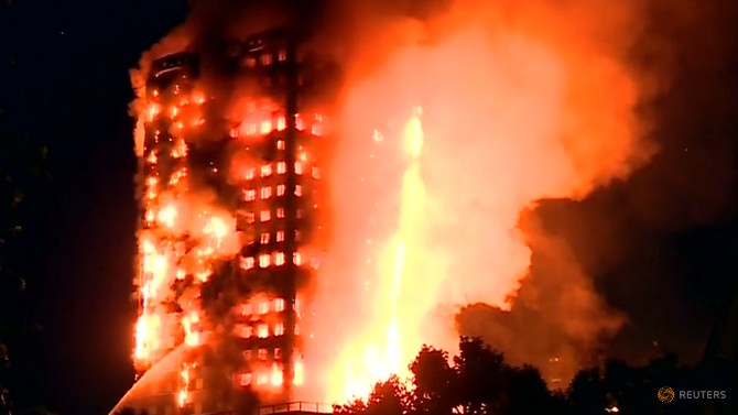 Huge fire engulfs 27-storey Grenfell Tower apartment block in London