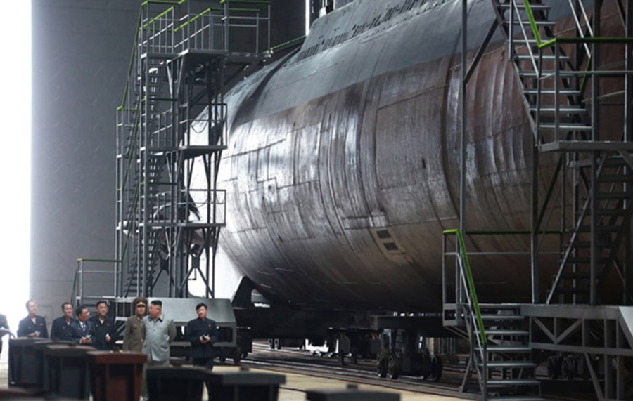 North Korean leader Kim Jong Un inspects new submarine