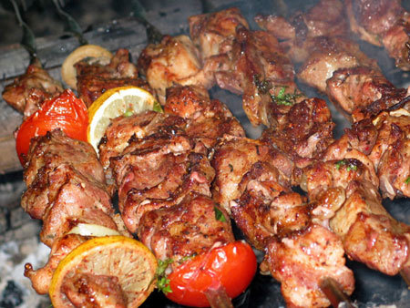 Grilled skewered food in Sapa