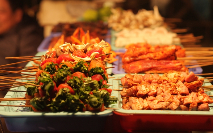 grilled skewered food in sapa