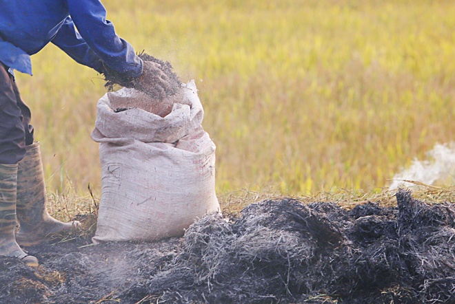 Hanoi suburbs covered by smoke from burnt straw