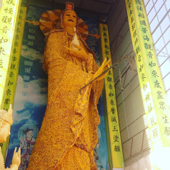 flower made goddess of mercy statue in da lat sets world record