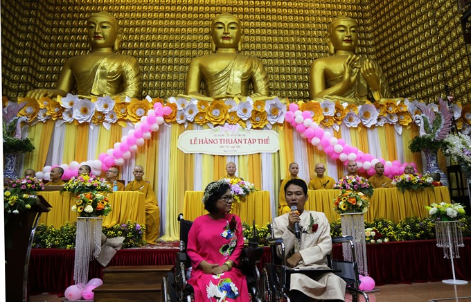 Biggest wedding ever for people with disabilities at pagoda